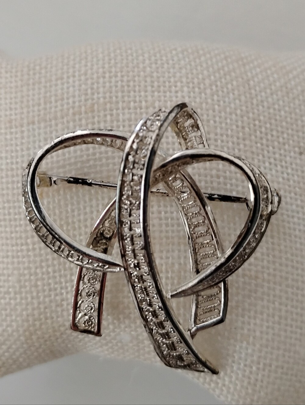 Vntg Sterling Brooch Germany Looped Ribbon Bow